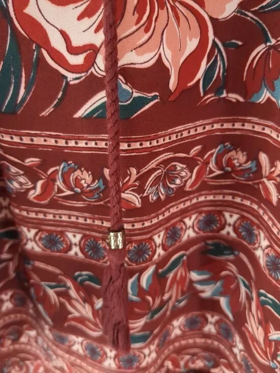 Med DR2 Floral Tunic / Blouse / Top with Button Long or Roll Up Sleeves - Picture 7 of 16